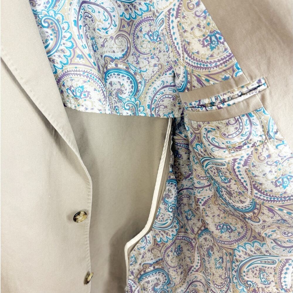 Alan Flusser Mens Sport Coat Blazer Khaki Tan Jacket Size XL Paisley Lined - Picture 4 of 9